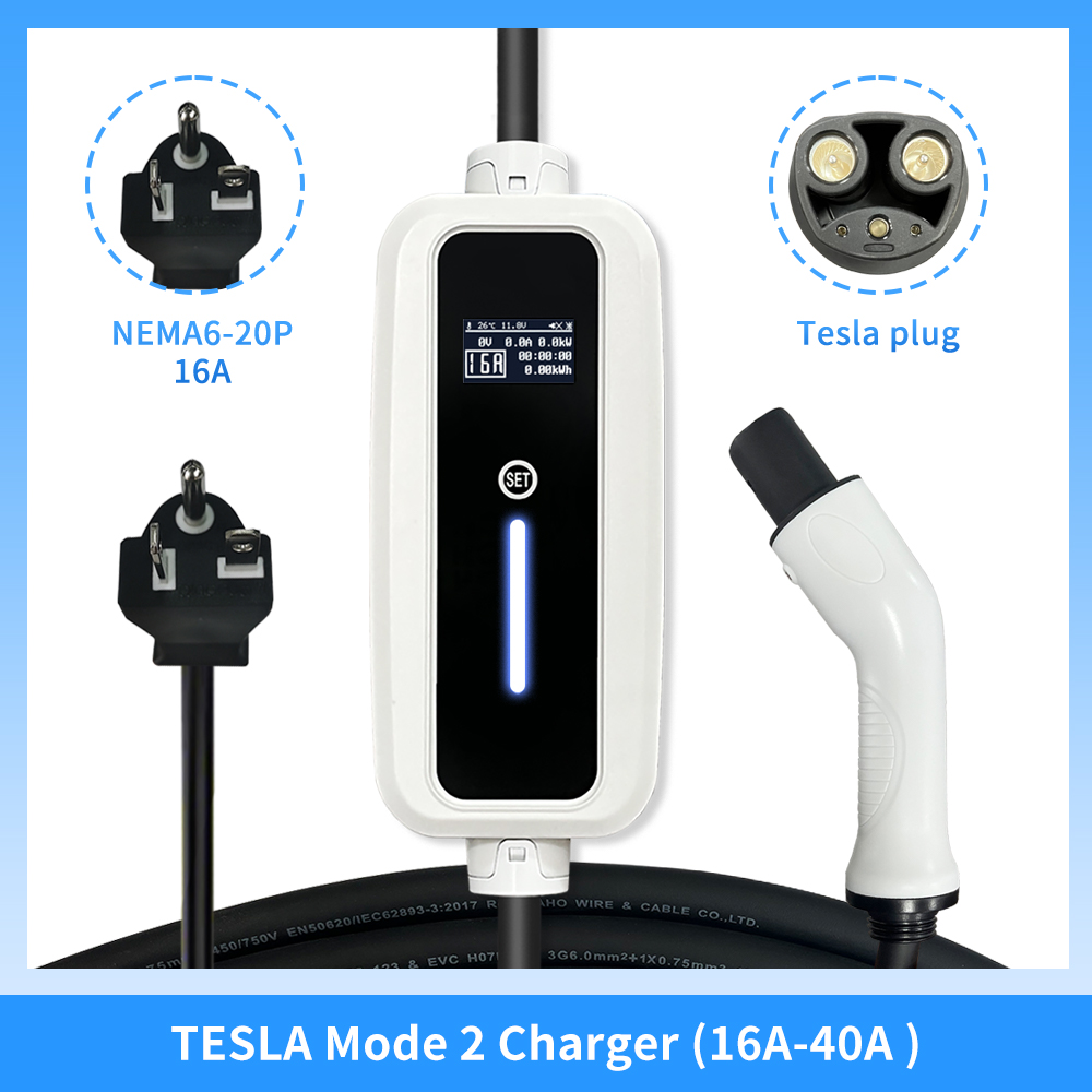 Level 2 NACS AC Station OLCD Screen Tesla Portable EV Charger