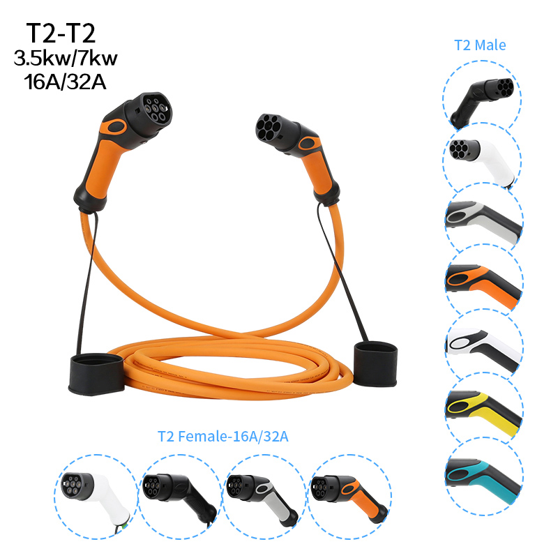 Public Type 2 To Type 2 Customized Model 3 EV Charging Cable