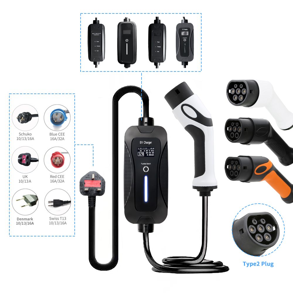 3.5kw 13A Level 2 Type 2 Portable EV Charger With UK Plug