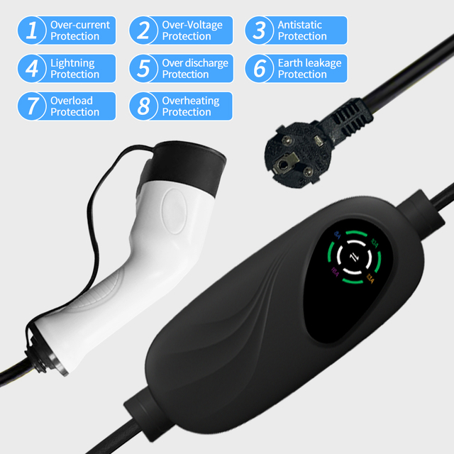 American Standard J1772 16A Type 2 Electric Car Charger T1 Mobile Home Portable EV Charger