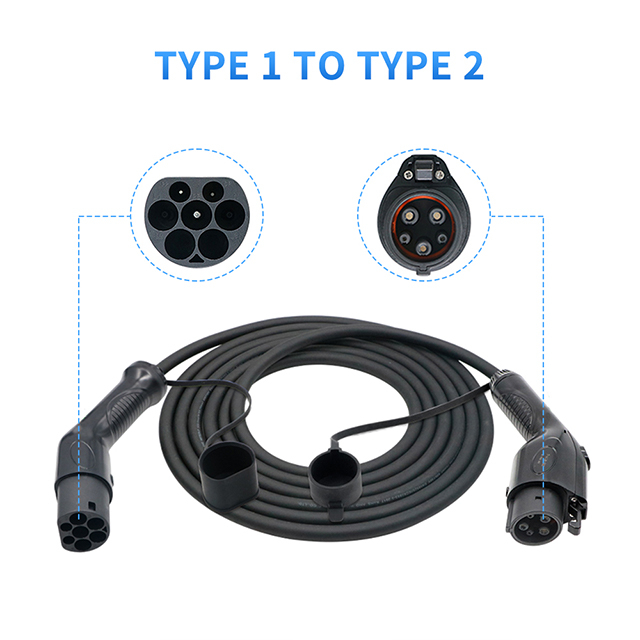 Type 1 to Type 2 EV charging cable