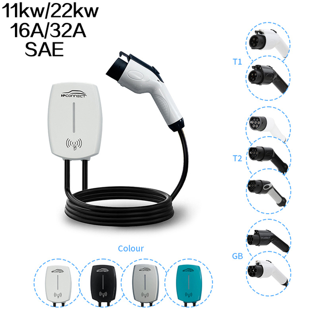 11kw 22kw 16A 32A SAE EV Wallbox AC Charger Station